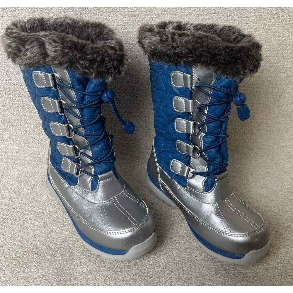 Lands End Boots Youth 487526‎ Hillary Tall Snow Winter 1M Suede Faux Fur Black